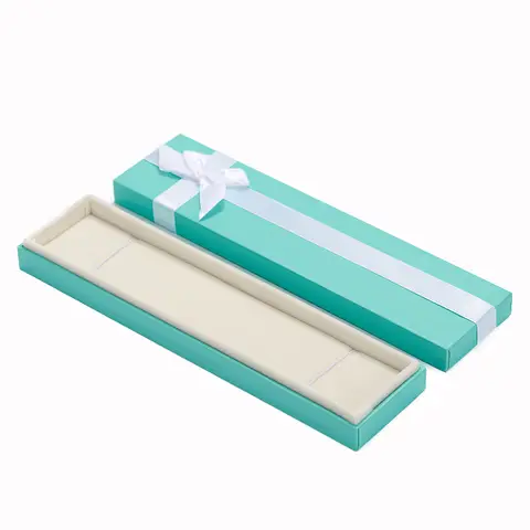 Oirlv Velvet Storage Box Necklace Pendant Bracelet Long chain Bow-knot Wedding Jewelry Packaging Gift Box Showcase Display, Suit for Wedding, Engagement, Proposal, Birthday and Anniversary 1pcs