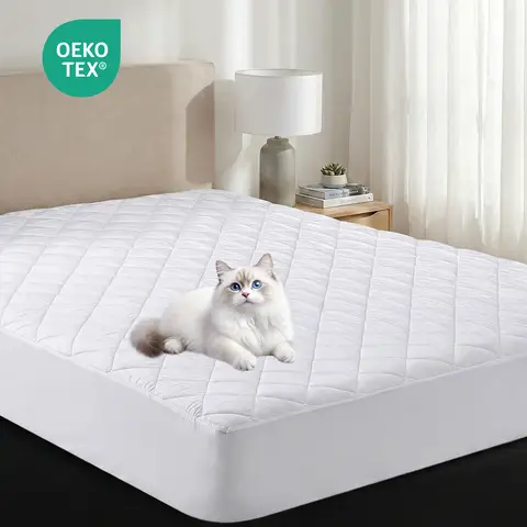 LeBonsoir Protectors Toppers， Bedding Quilted Microfibre Mattress Topper and Mattress Protector with Stretch Surround Height up to 30 cm，machine-washable， Fitted Sheet， White， 150 x 200cm