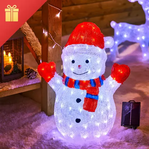 Feeric Solar acryl sneeuwpop-lamp, 90 LED’s, 48cm, buiten