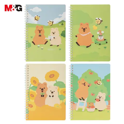 M&G KiKi QUOKKA Spiral Notebooks, 4 Pack A5 Notebooks, 60 Sheets / 120 Pages Lined Paper, Spiral Journal Notebooks for School, Work, and Office