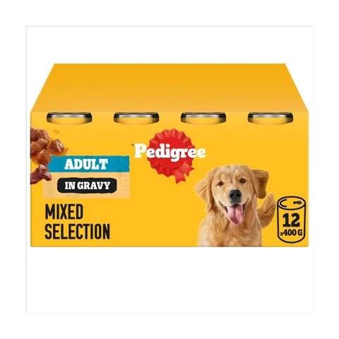 Pedigree Adult Wet Dog Food Mixed Selection in Gravy 12 x 400g Can