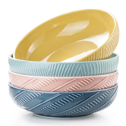 Dafuceramic Lot de 4 bols à pâtes 8,5 pouces (36 oz), bols de service et de salade, en céramique, robustes et empilables, idéaux pour mariages et fêtes