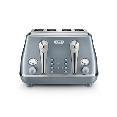 De'Longhi Icona Metallics 4 Slice Toaster, Extra-Wide Slots, Blue - CTOT4003.AZ