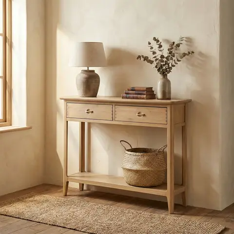 Console Table Cotswold 2 Drawer Oak