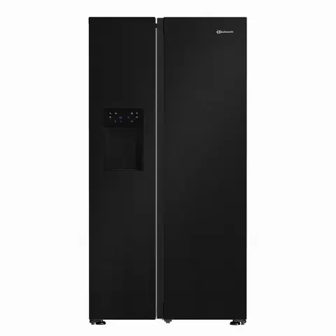 Bauknecht SBS IW E90 Schwarz Side-by-Side Kühl Gefrierkombination, 578 L, Inverter Kompressor, Wasser und Eiscubespender, Dual Cool Total No Frost, Fresh Shield, Elegant Fit [Energieeffizienzklasse E]