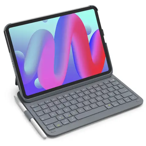 Inateck Étui Clavier iPad 10e/11e gén., Clavier Ultraléger avec Porte-Stylet pour iPad 11e (2025 11" A16)/10e (2022 10.9"), Air 11" M4/M3/M2 (2026/2025/2024), Air 5/4, Pro 11 4/3/2/1, AZERTY, AirTap Gris