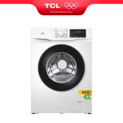 TCL Waschmaschine schmal, 6 kg, nur 45 cm Tiefe, mit BLDC Invertermotor, Dampfwäsche, Schnellwäsche 15 Min., automatische Gewichtserkennung, Nachlegefunktion [Energieeffizienzklasse B] FF1006WB0