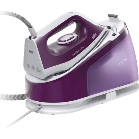 Braun CareStyle 1 Pro IS1514 VI Dampfbügeleisen – Dampfbügeleisen mit FreeGlide 3D-Technologie, Vertikaldampf, Anti-Tropf-Funktion, 1,7 l Wassertank, 6 bar, 120 g/min, 2200 W, Lila