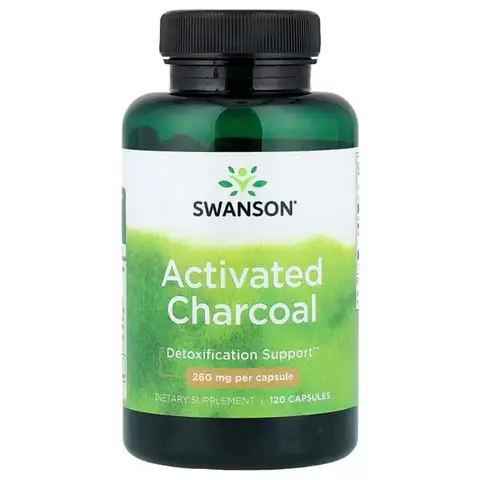 Swanson Activated Charcoal Digestive Detox 260mg Capsules - 120 Capsules