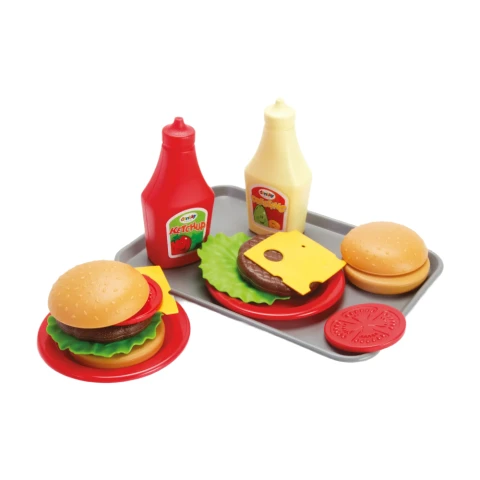 Dantoy Plastic Burger Tray Pretend Play Set