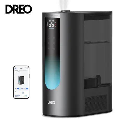 DREO Smart Ultraschall-Luftbefeuchter – großer 6‑Liter‑Wassertank, schnelle Luftbefeuchtung (500 ml/h), wärmender & kühler Nebel, App‑Steuerung, präzise 5%‑Luftfeuchtigkeitssteuerung, Dual‑Aroma‑Pads, HHM013S.