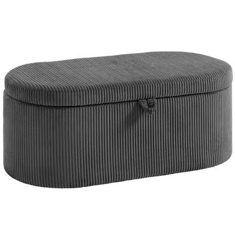 HOMCOM Storage Ottoman, Corduroy Upholstered Ottoman Storage Box with Padded Seat, End of Bed Bench Footstool for Bedroom Dar