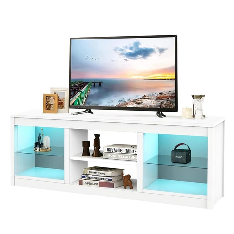 Parrot Uncle 58-Zoll-TV-Ständer für Fernseher bis zu 65 Zoll, Medien-Entertainment-Center, Weiß