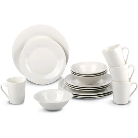 Alpina aardewerk diner set - 16 stuks, crème, service voor 4