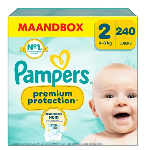 Pampers Premium Protection Luiers Maat 2 – 240 Luiers (Voordeelverpakking)
