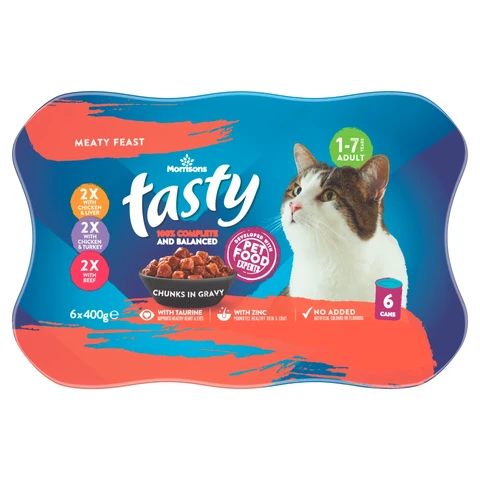 Morrisons Tasty Chunks in Gravy Meaty Feast Adult 1-7 Years 6 x 400g