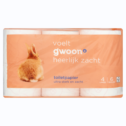 G'woon 4 Laags Toiletpapier 6 Rollen 4-Laags