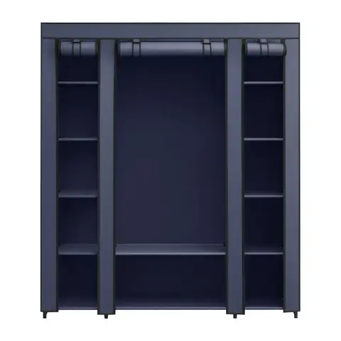 SONGMICSHOME Tragbarer Kleiderschrank, Schrank mit Stoffbezug, blau