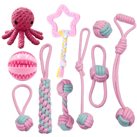 Blinkit Puppy Small Dog Multi-Play Interactive Chew Toy Set, Recycled Cotton + TPR Safe Material, Dog Teething Training Chew Toy HFXF10