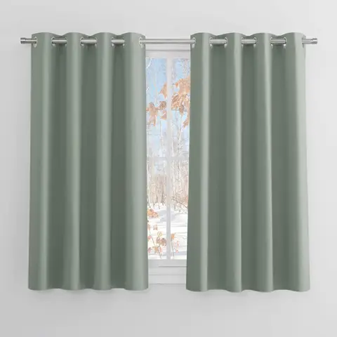 PONY DANCE Verdunkelungsvorhänge mit Ösen, 2 Paneele B140 x L145 cm, Salbeigrün