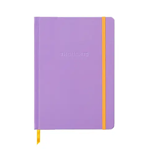 Jubiluu A5-Notizbuch mit strukturierter Hardcover-Büchse, innenliniert – 96 Blatt (100 g Offsetting-Papier), Lesezeichen und Gummiband – Klassisches cremefarbenes geliniertes Journal für Schreiben, Schule, Büro und Geschenke – Lavender Thoughts