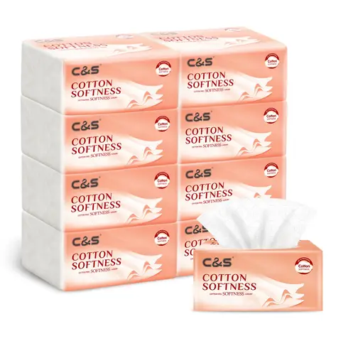 C&S Papiertaschentücher, weich geprägt, 3-lagig, 720 Blatt (90 Blatt x 8 Packungen), 4D-geprägt, baumwollweiche Haptik