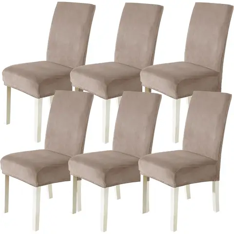 YSTYLE Dining Chair Covers Seat, Chair Slipcover for Dining Room, 6 Pieces, YHR, Khaki