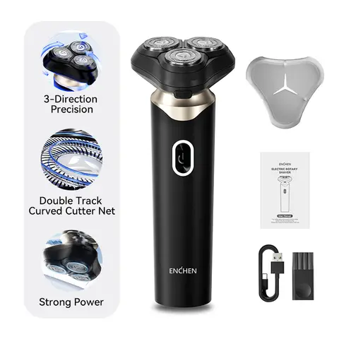 ENCHEN BlackStone 6 Electrical Rotary Shaver for Men 3D Floating Blade With Type-C USB Rechargeable,1pc