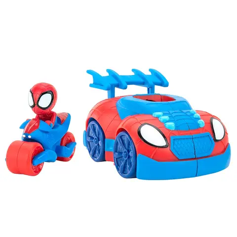 Spidey and his Amazing Friends Jazwares MARVEL Web Strike 2-In-1 Vehicle With Hidden Cycle & Figure