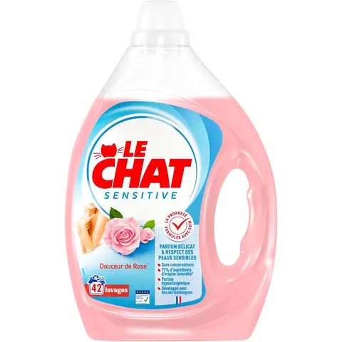 LE CHAT Sensitive Lessive liquide Douceur de Rose 42 lavages 1,9L 