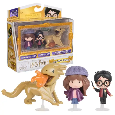 Harry Potter Micro Magical Moments Collectibles 3 Pack including Harry, Hermione and Hungarian Horntail