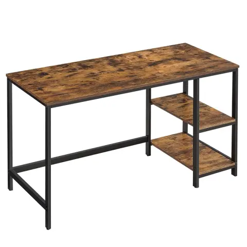 VASAGLE Computertisch Schreibtisch Arbeitstisch im Industriedesign mit zwei Regalen 120 x 60 x 75 cm Vintage Braun-Schwarz