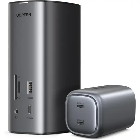 Ugreen Revodok Pro 312 12-IN-1 Docking Station2xUSB3.0 + 2xUSB3.1 + 2xHDMI + DP + RJ45（Gigabit）+ SD/TF + 3.5mm + PD（4K 60Hz，10Gbps）Displaylink