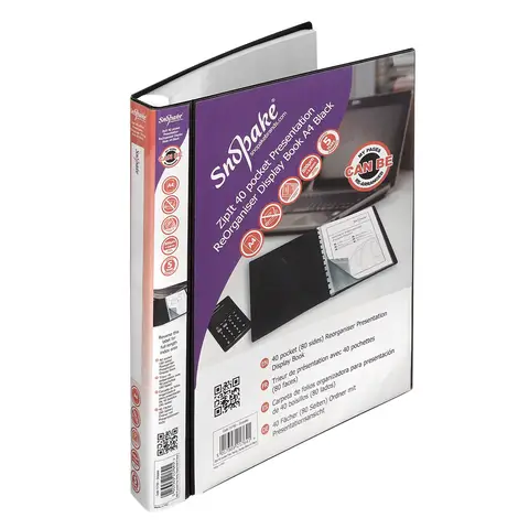 Snopake A4 Organiser Display Book Black, 40 Pocket