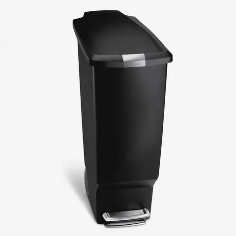 Simplehuman 40L Plastic Slim Pedal Bin, Black