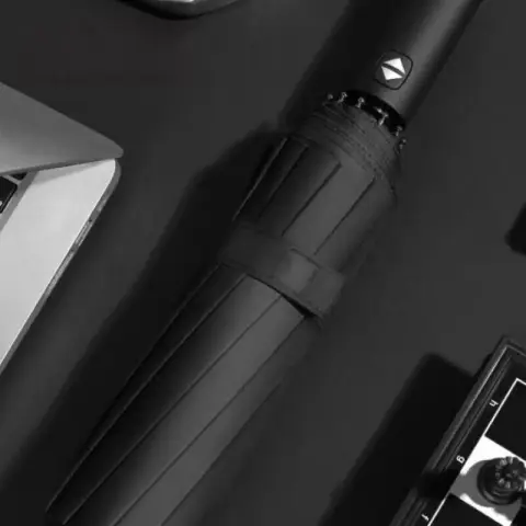 H.XUN Black Auto Open Umbrella with 24 Ribs