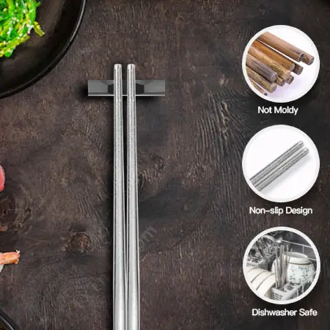 Maxcook Set of 2 Pairs Pure Titanium Anti-Scald Chopsticks MCK9119