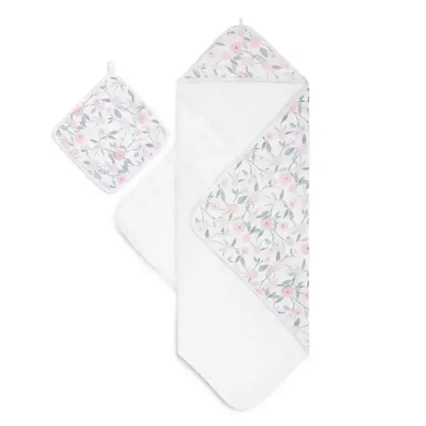 aden + anais Muslin Backed Hooded Towel Set Ma Fleur-Garden Party
