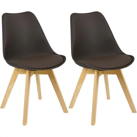 WOLTU Esszimmerstühle 2er-Set, Skandinavische Küchenstühle mit Massivholzbeinen, Retro-Design, Kunstledersitz, Belastbar bis 150 kg, Braun