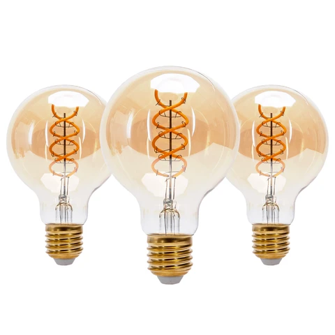 Aigostar LED Filament Bulb G80 E27 4 W 1800K Gold-Plated Lampshade, 3-Pack