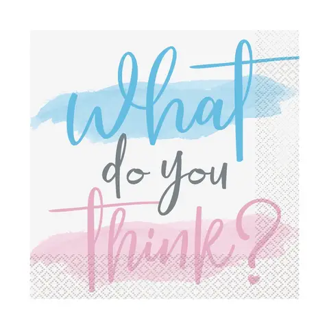 Unique Party Lunch Napkins, Gender Reveal, 16 Pack