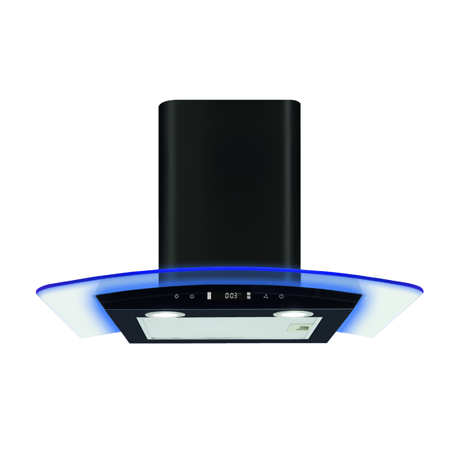 CDA EKP60BL 60 cm Curved Glass Cooker Hood with LED Edge Lighting – Black – Energy Class D