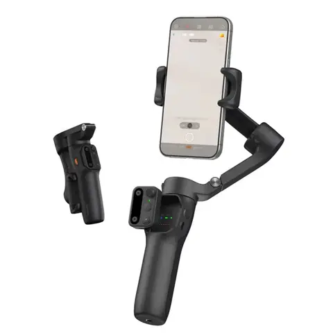 hohem Smartphone Gimbal Stabilizer – 3-Axis Anti-Shake, Detachable Remote Control, 11H Battery, Portable Foldable Design, Black