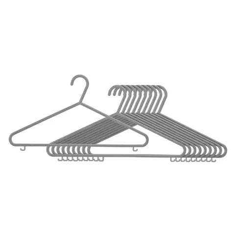 Essentials by Premier Set of 10 Grey Plastic Hangers, Sturdy Apparel Organisers, Durable Dress Holders, Practical Garment Hangers