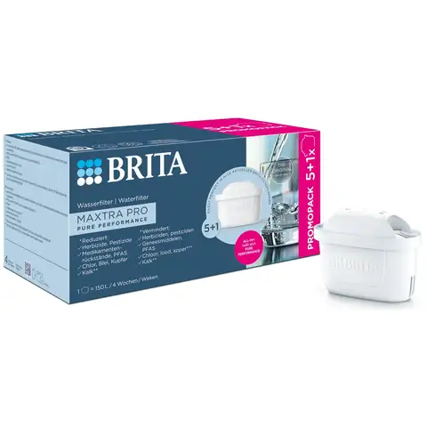 BRITA Maxtra Pro alles-in-1 waterfiltercartridge, 6 stuks, filtercapaciteit tot 150 L per stuk