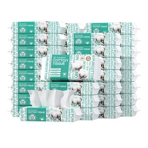 Purcotton 100% Cotton Facial Tissue 2160 sheets 60 sheets*36 packs First choice for stocking up Soft and skin-friendly