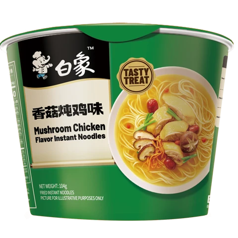 Bai Xiang Umami-Enhanced Classic Shiitake Chicken Soup Flavor Instant Noodles, 12 Buckets (Full Case)