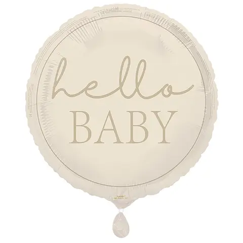 Unique Party Hello Baby Foil Balloon, Neutral, 45cm
