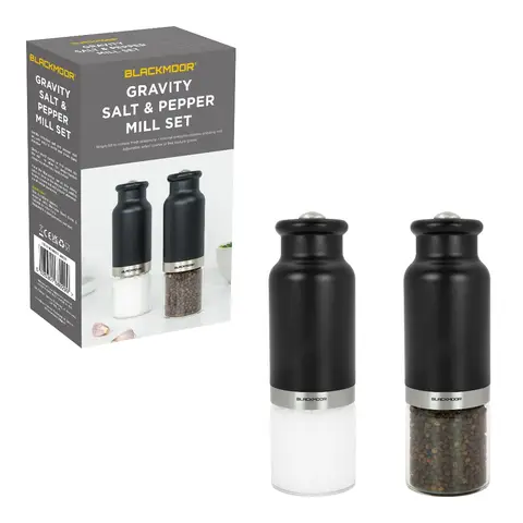 BLACKMOOR Gravity Salt and Pepper Mill Set Black