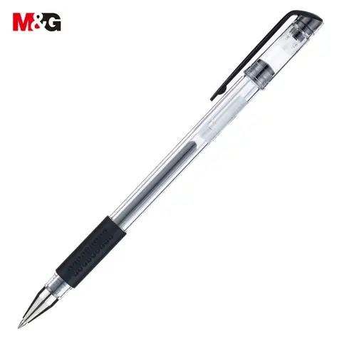 M&G Q7 Gel Pens, 12 Pack Black Ink Gel Pens, 0.5 mm Fine Point, Quick Dry, Smooth Writing Gel Ink Pens with Soft Anti-Slip Grip and Cap for Office and School